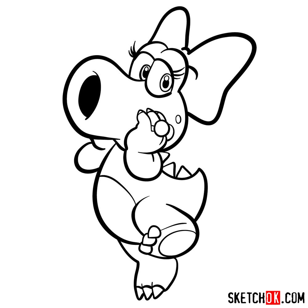 How to draw Birdo from Super Mario games - step 11
