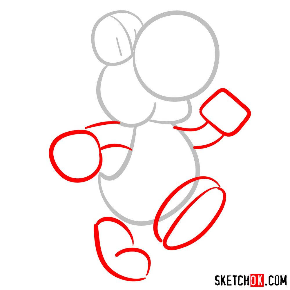 How to draw Yoshi from Super Mario games - step 02