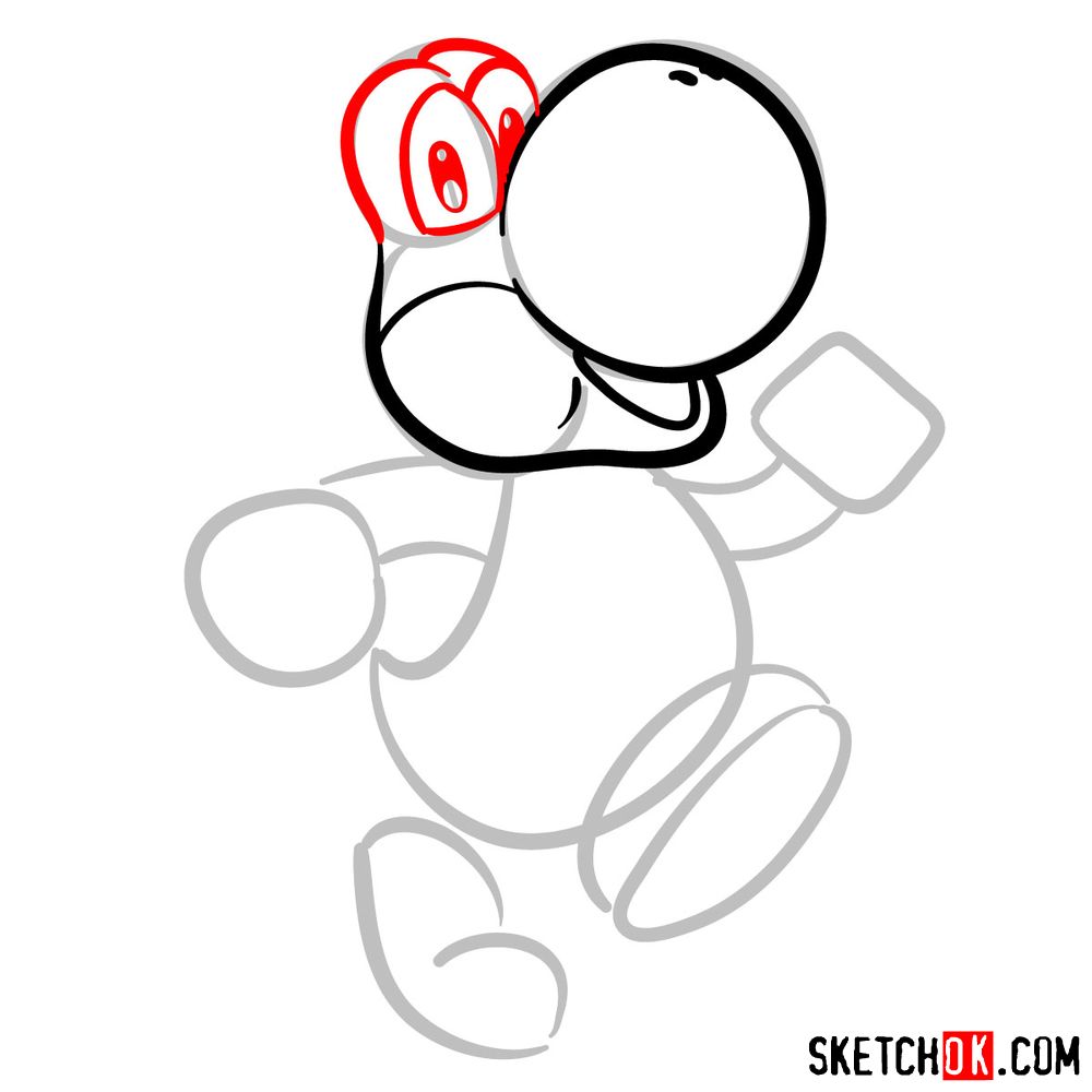 How to draw Yoshi from Super Mario games - step 04