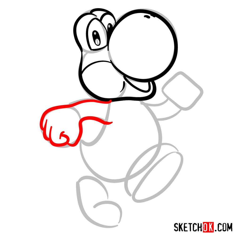 How to draw Yoshi from Super Mario games - step 05