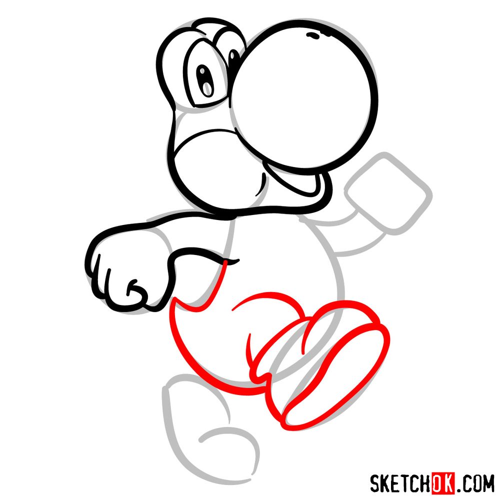 How to draw Yoshi from Super Mario games - step 06