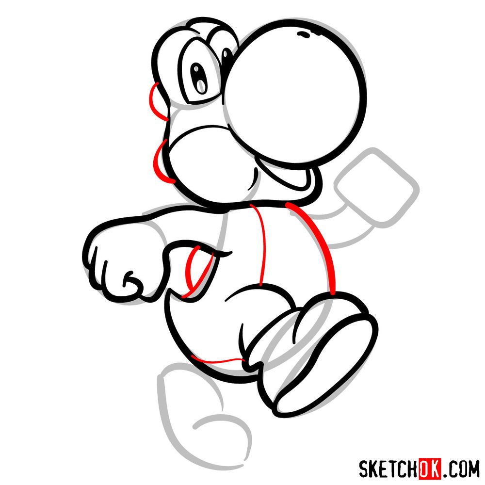 How to draw Yoshi from Super Mario games - step 07