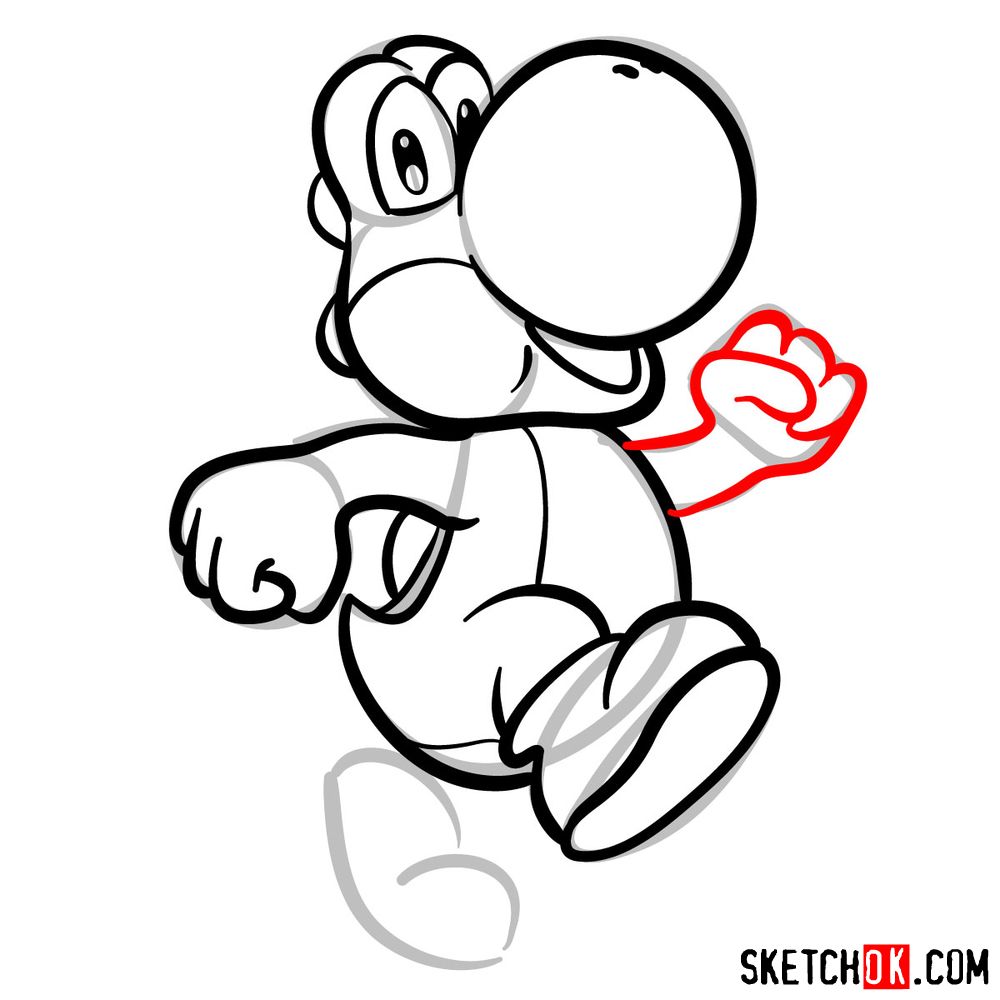 How to draw Yoshi from Super Mario games - step 08