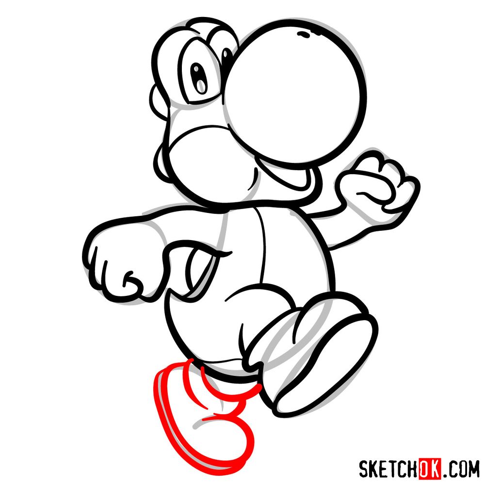 How to draw Yoshi from Super Mario games - step 09