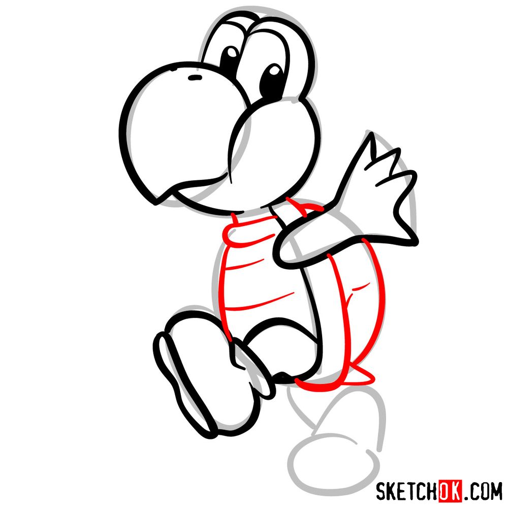 How to draw Koopa Troopa from Super Mario games - step 07