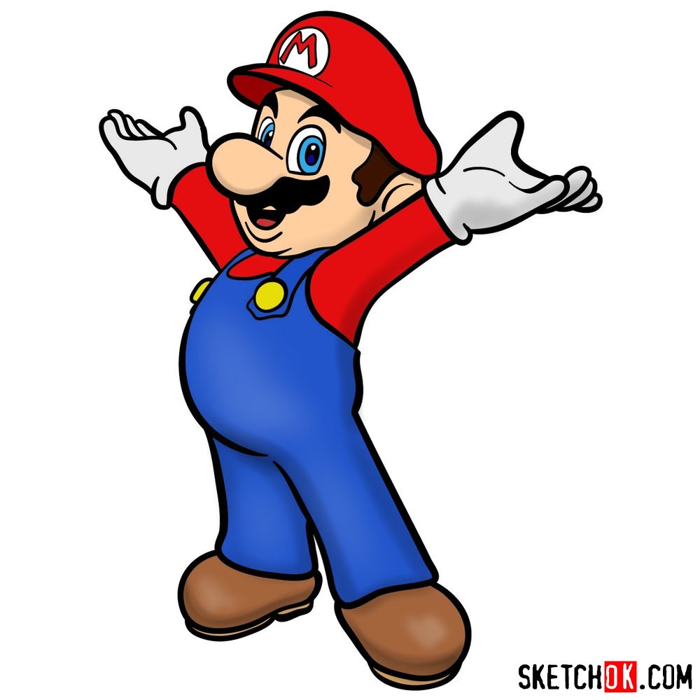 13 steps drawing guide of Super Mario