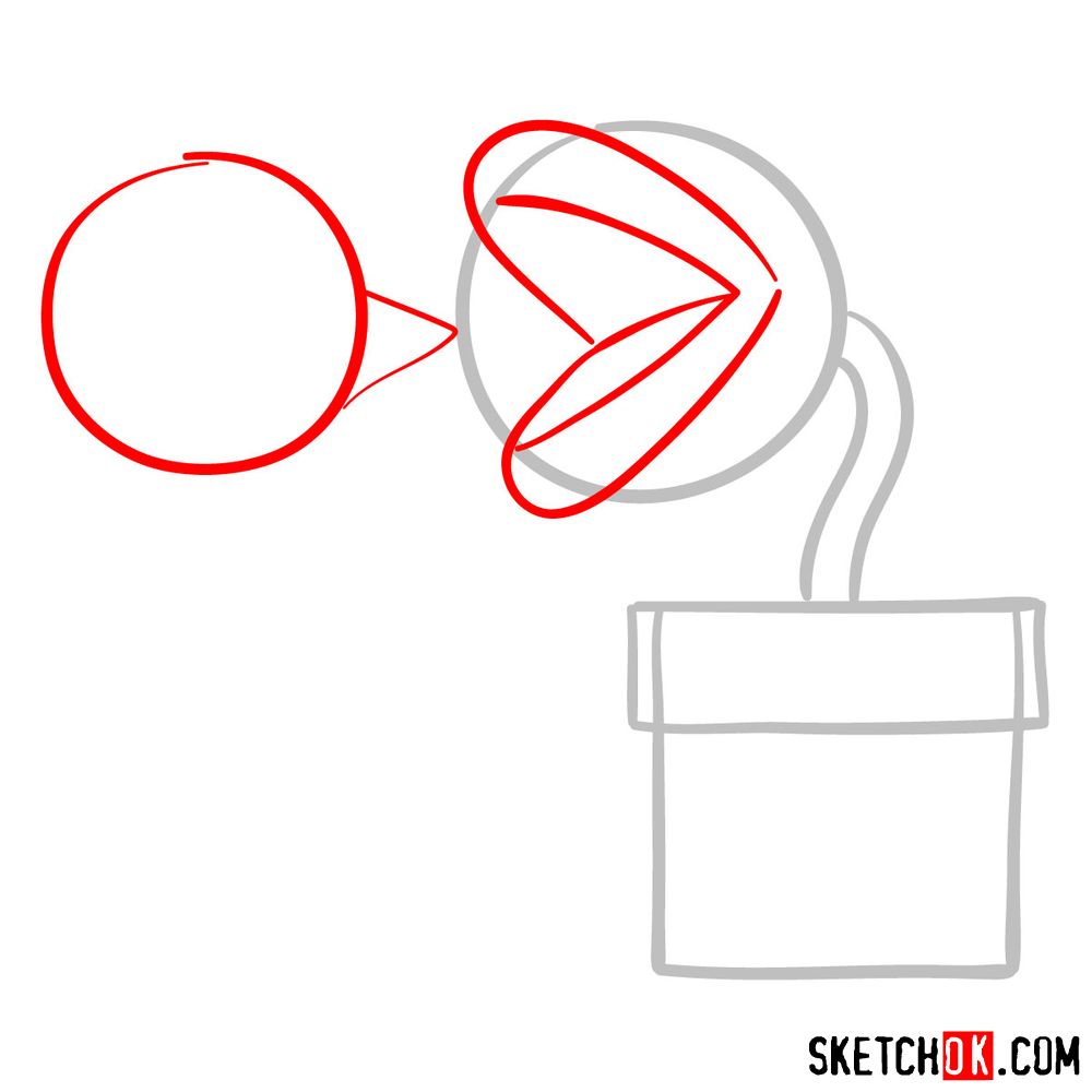 How to draw Fire Piranha Plant throwing a fireball - step 02
