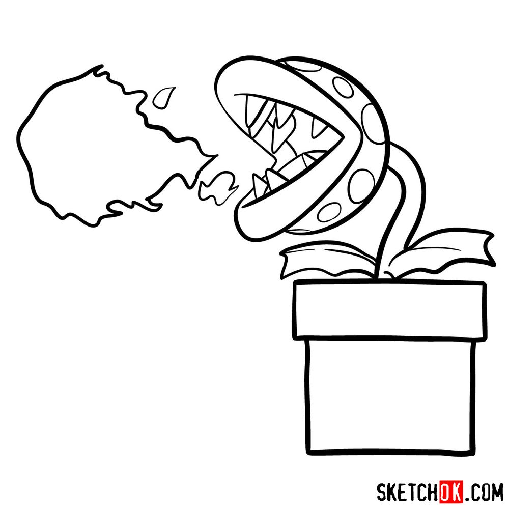 How to draw Fire Piranha Plant throwing a fireball - step 10