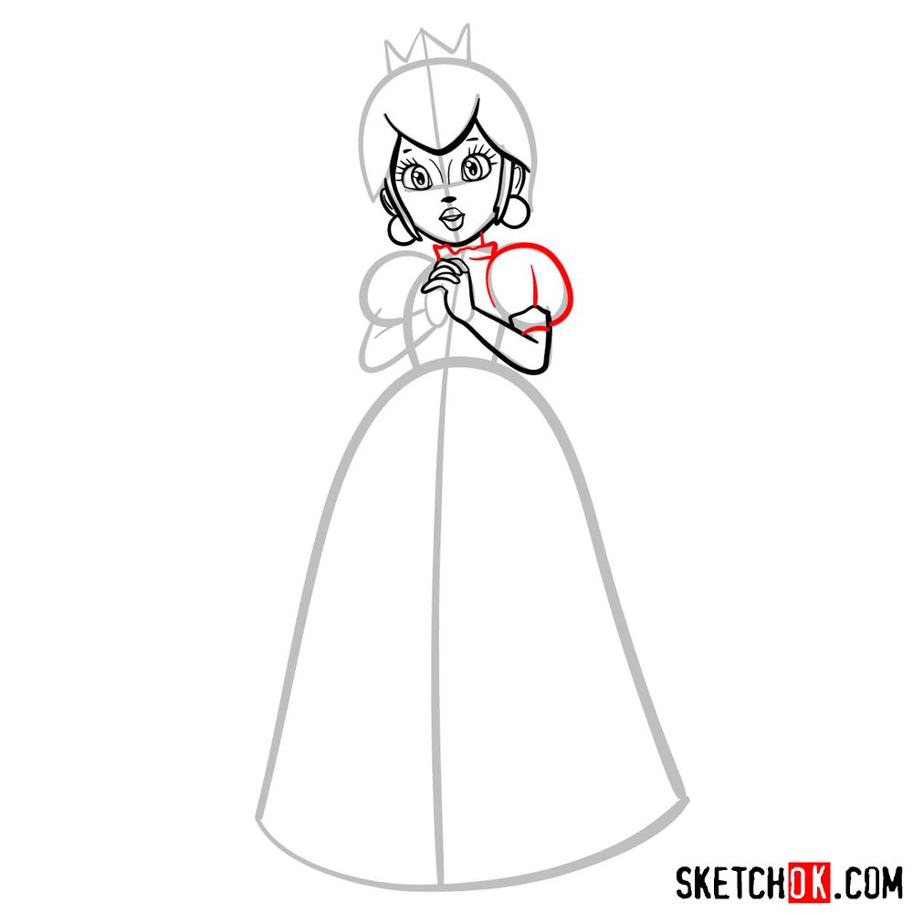 How to draw Princess Peach (Super Mario) - step 07