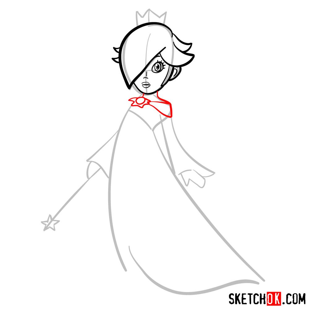 How to draw Princess Rosalina (Super Mario) - step 06