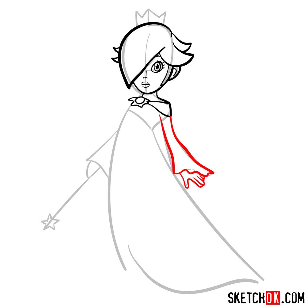 How to draw Princess Rosalina (Super Mario) - step 07