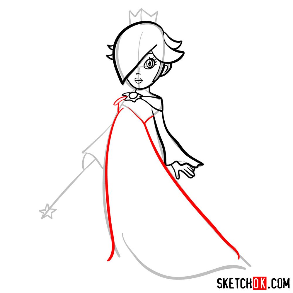 How to draw Princess Rosalina (Super Mario) - step 08