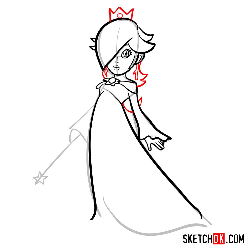 How to draw Princess Rosalina (Super Mario) - step 09