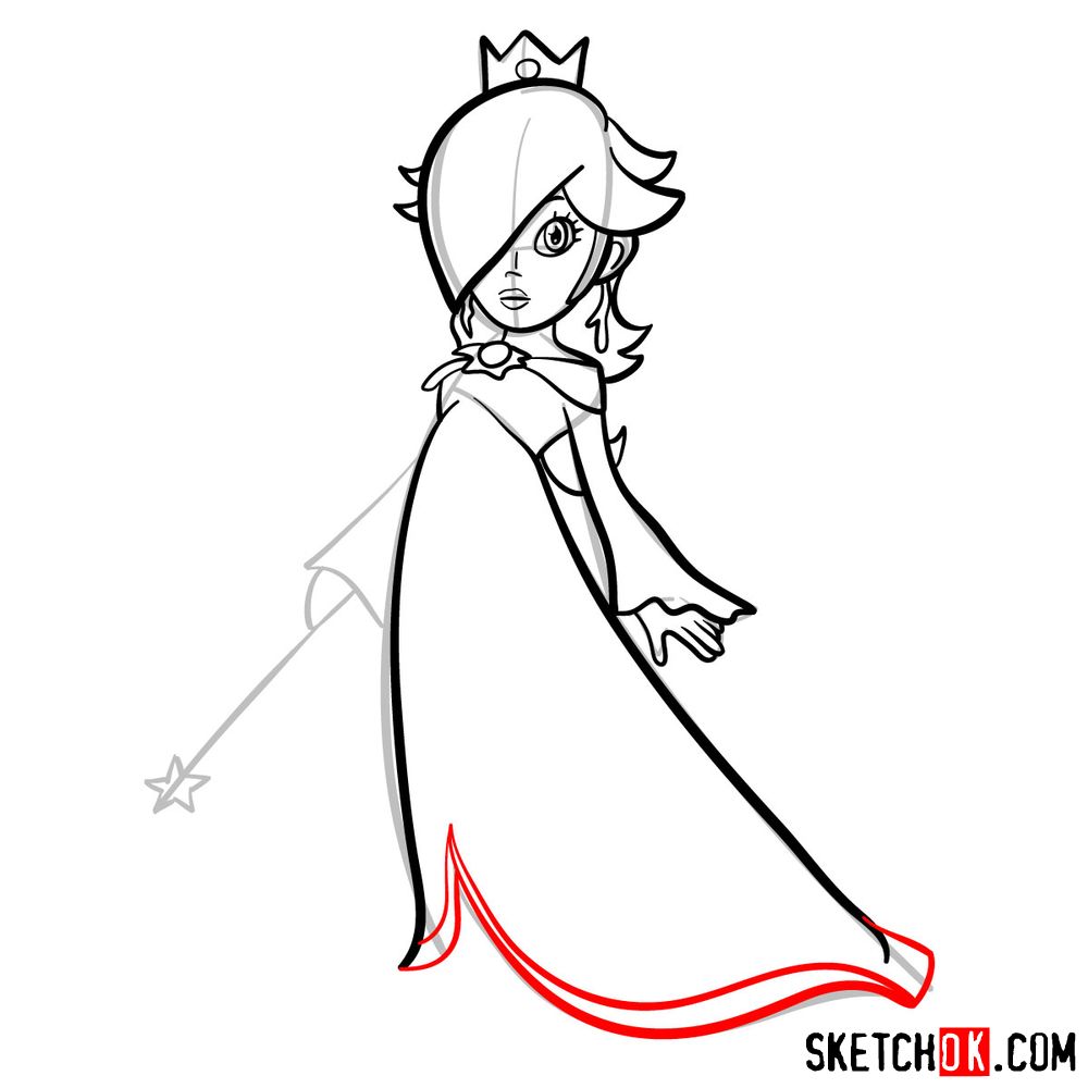 How to draw Princess Rosalina (Super Mario) - step 10