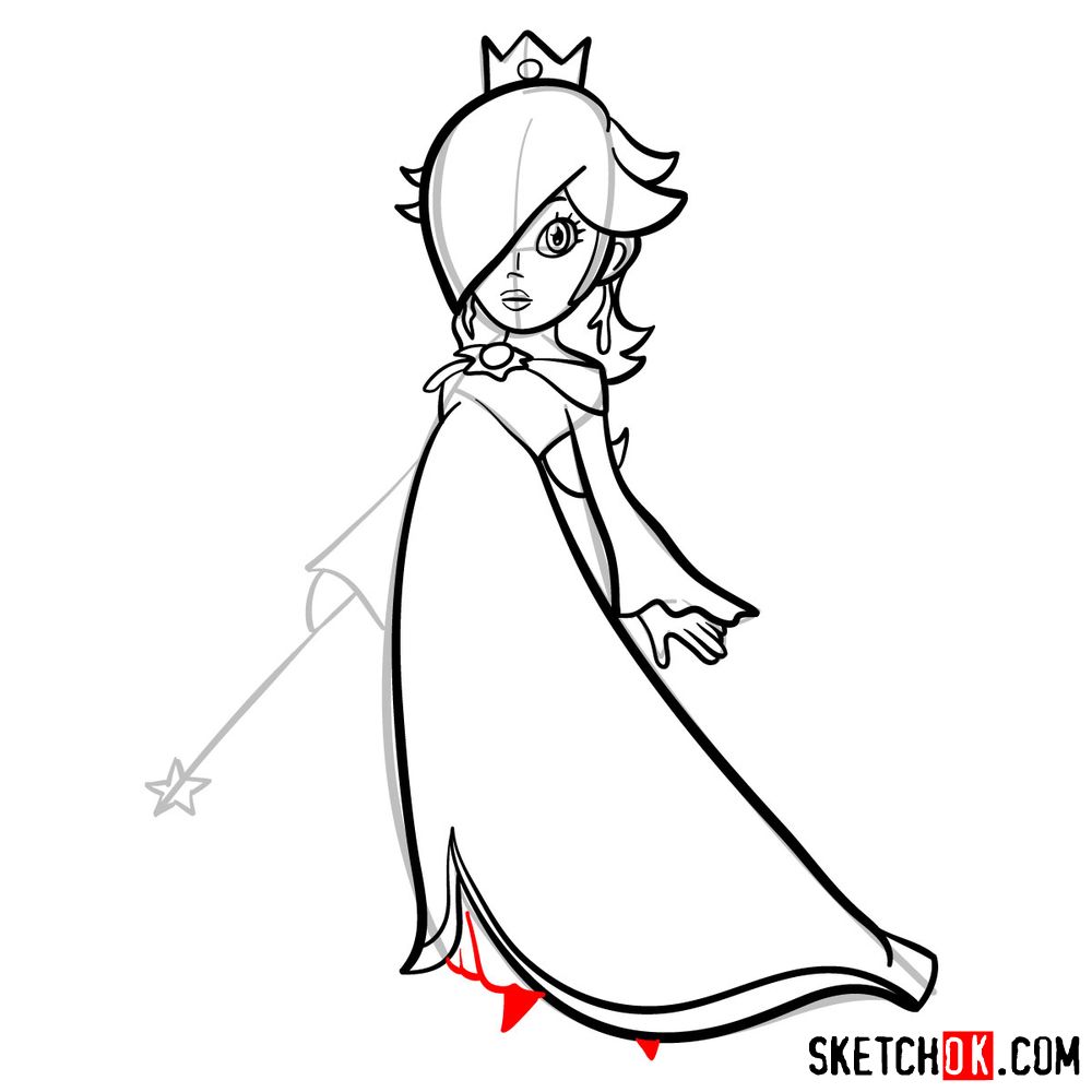 How to draw Princess Rosalina (Super Mario) - step 11