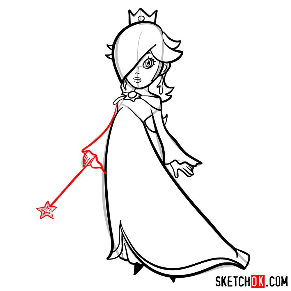 How to draw Princess Rosalina (Super Mario) - step 12