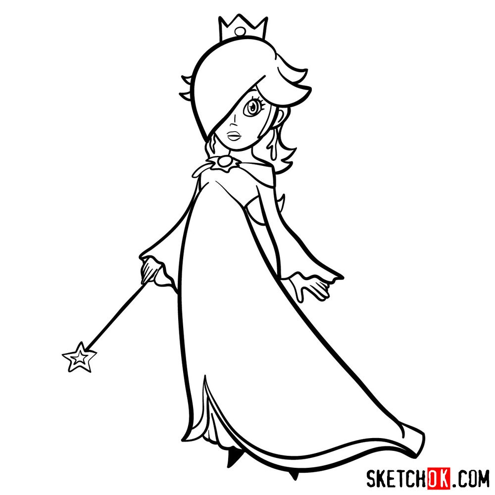 How to draw Princess Rosalina (Super Mario) - step 13
