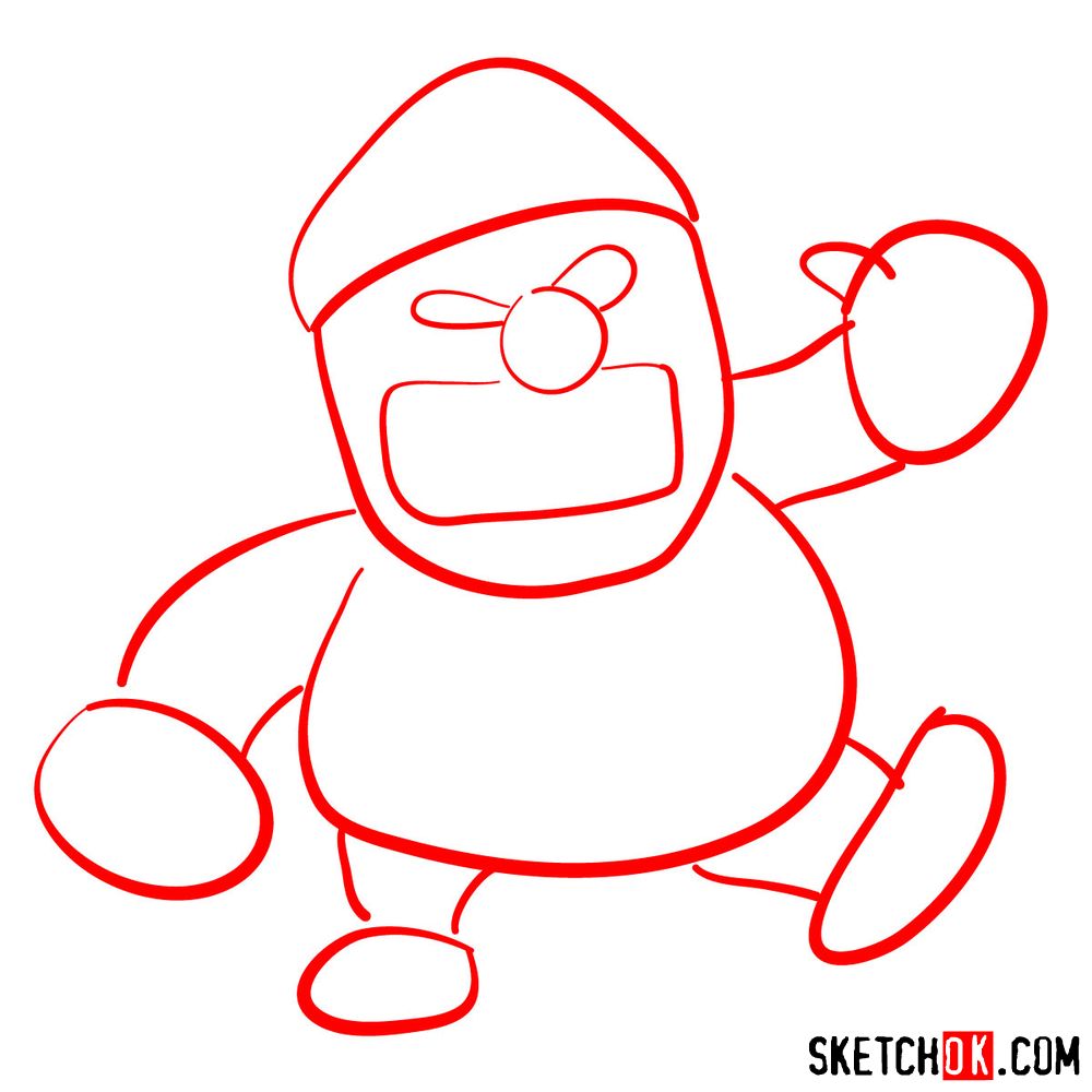 How to draw Wario from Super Mario games - step 01