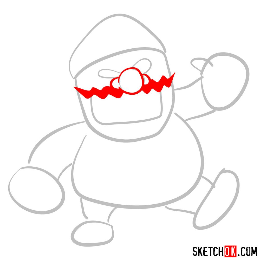 How to draw Wario from Super Mario games - step 02