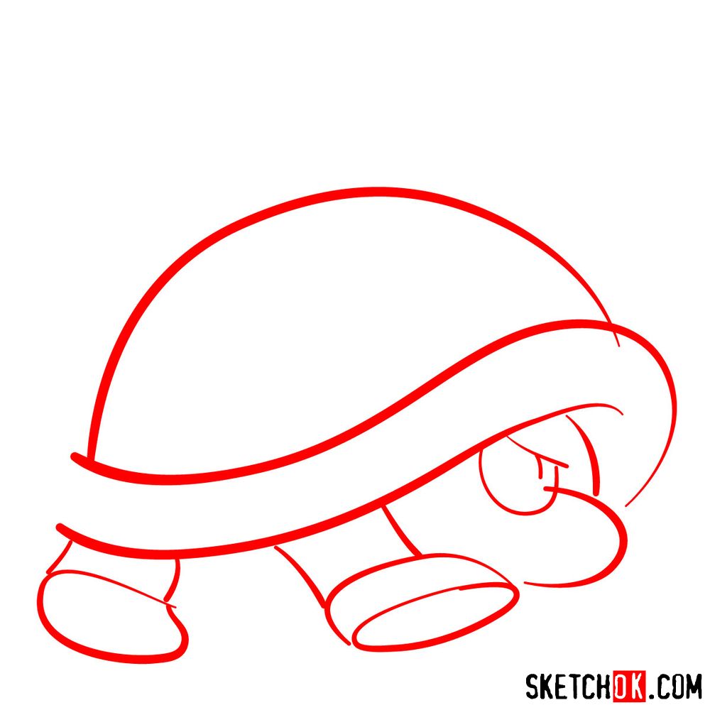 How to draw Spiny from Super Mario games - step 01