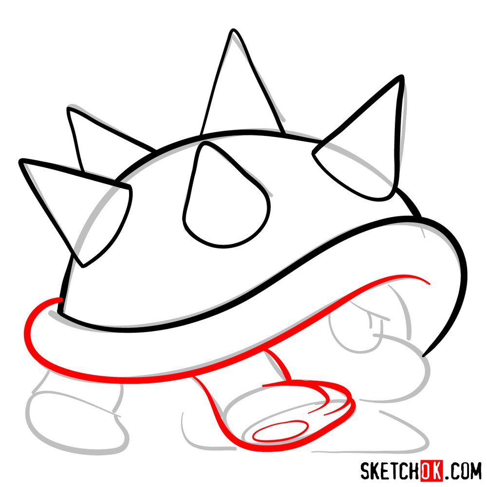 How to draw Spiny from Super Mario games - step 05