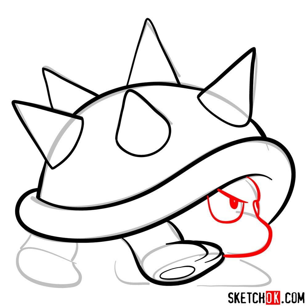 How to draw Spiny from Super Mario games - step 06