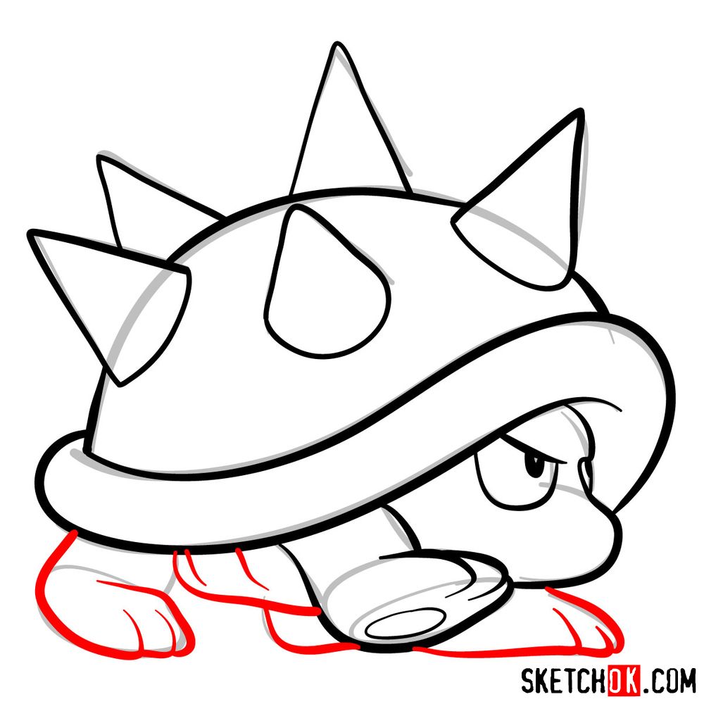 How to draw Spiny from Super Mario games - step 07