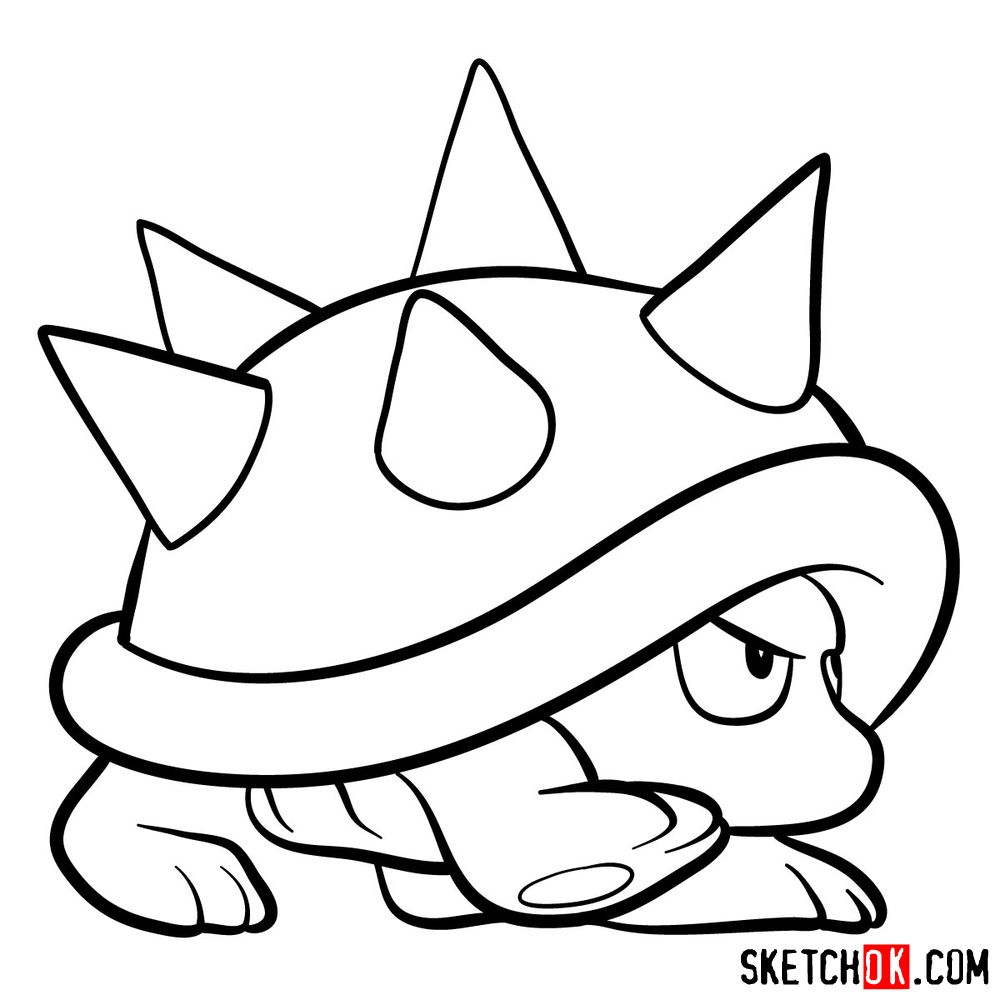 How to draw Spiny from Super Mario games - step 08