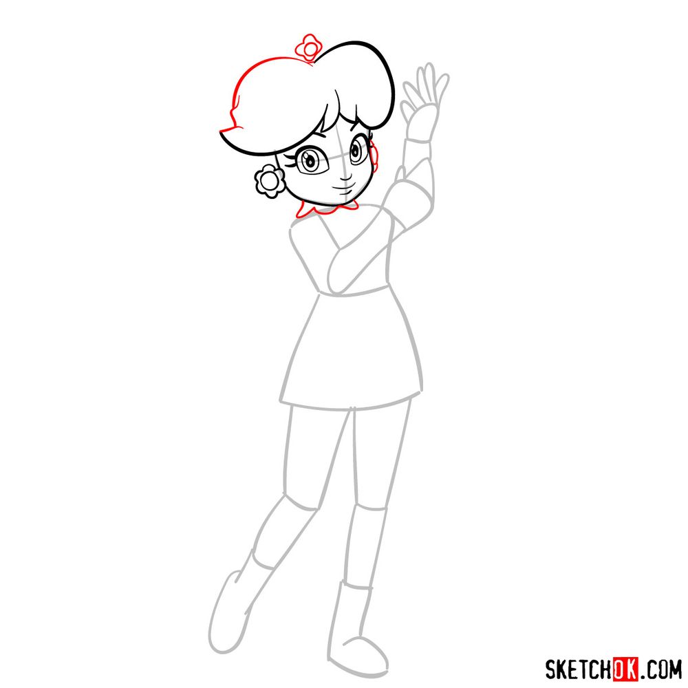 How to draw Princess Daisy - step 07