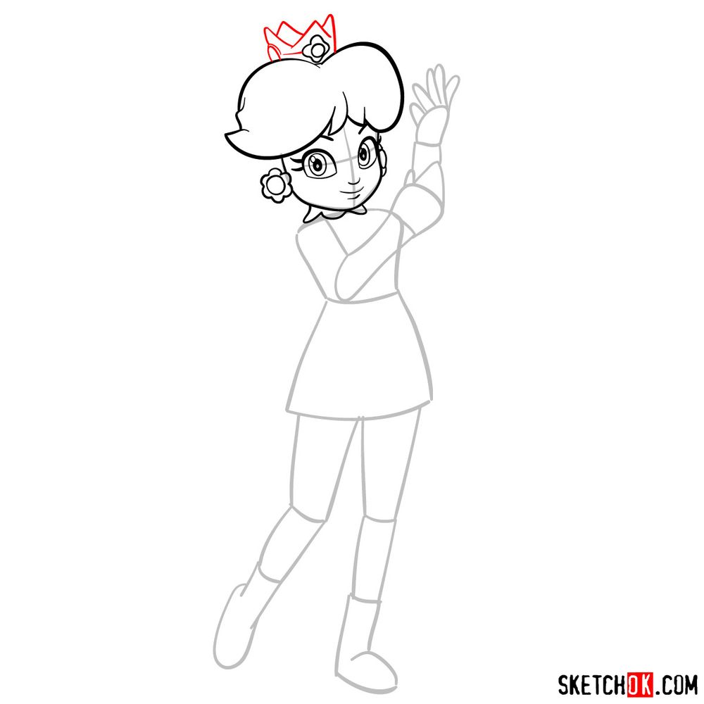 How to draw Princess Daisy - step 08