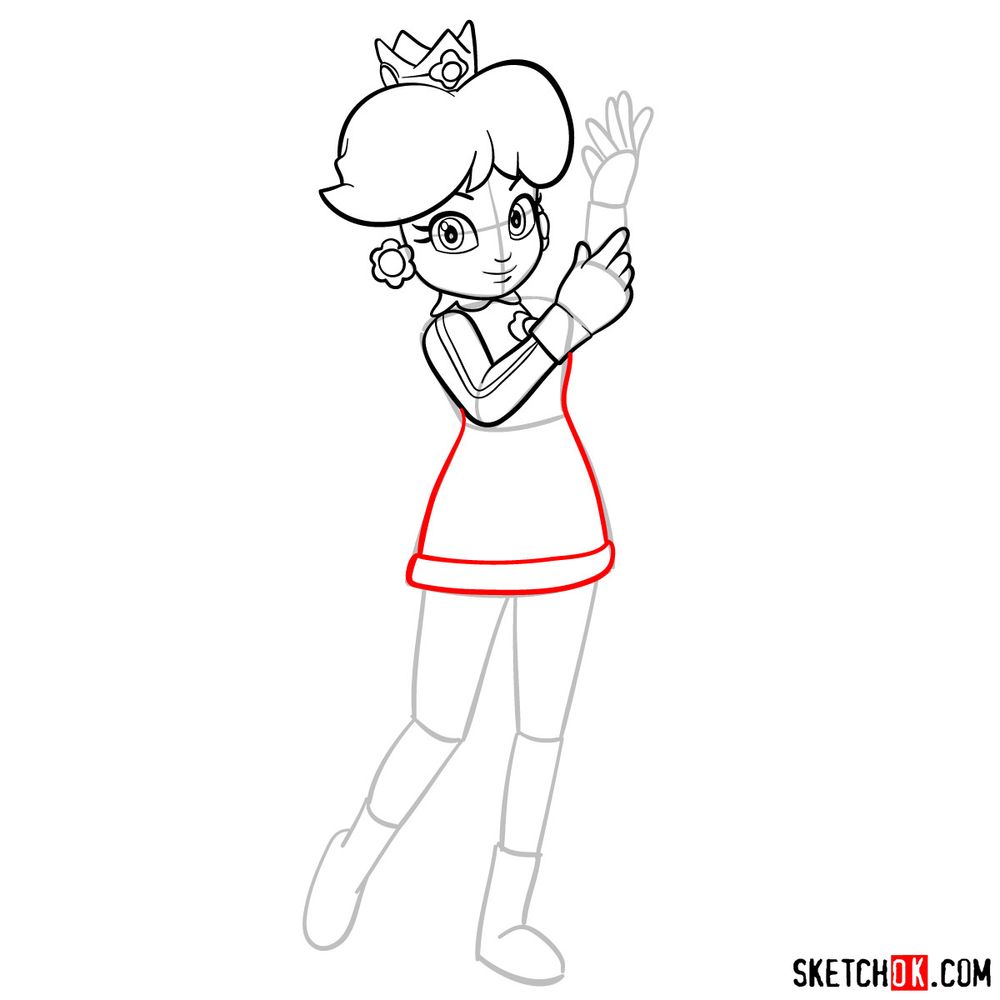 How to draw Princess Daisy - step 11