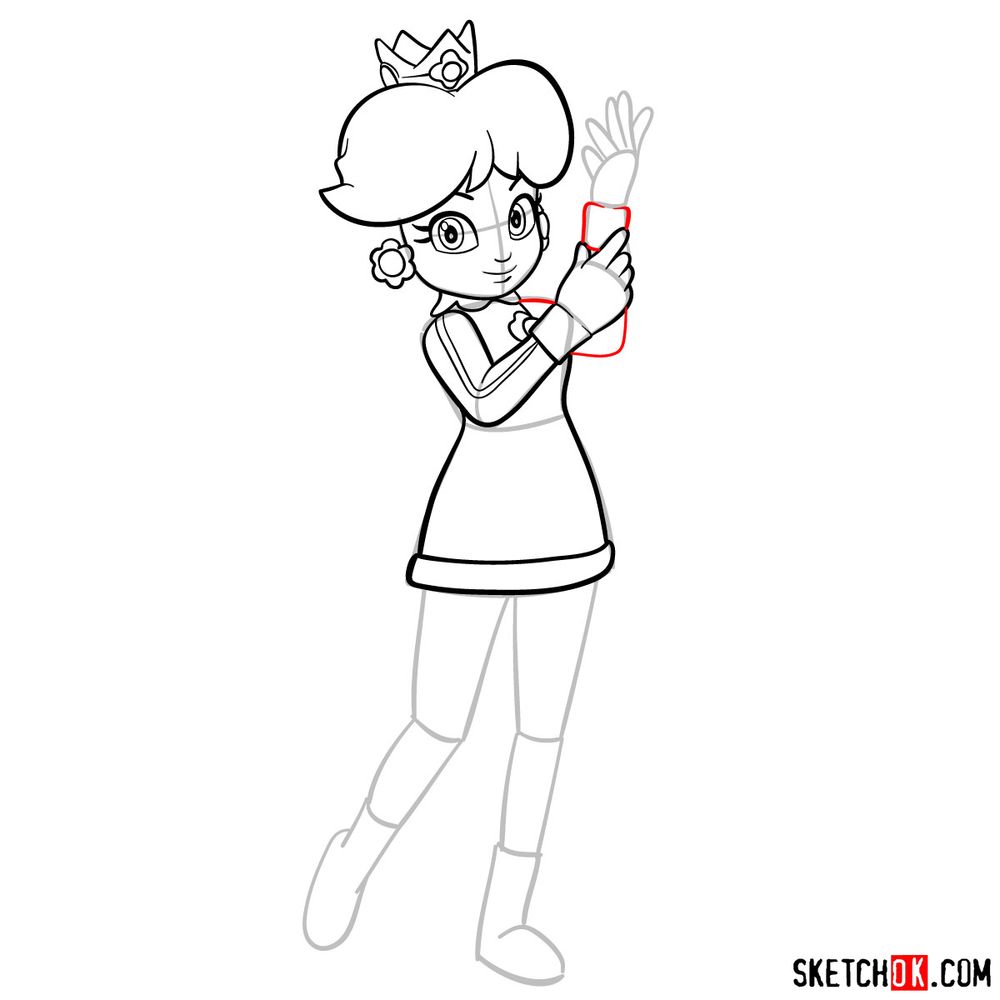 How to draw Princess Daisy - step 12