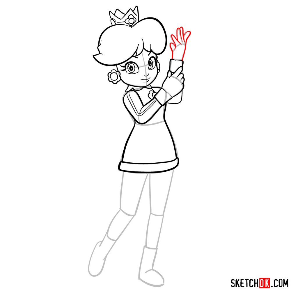 How to draw Princess Daisy - step 13