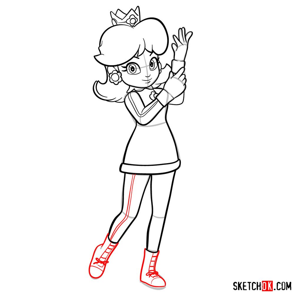 How to draw Princess Daisy - step 16