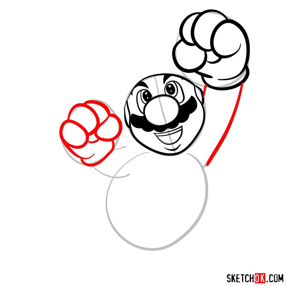 How to draw cat Mario - step 08