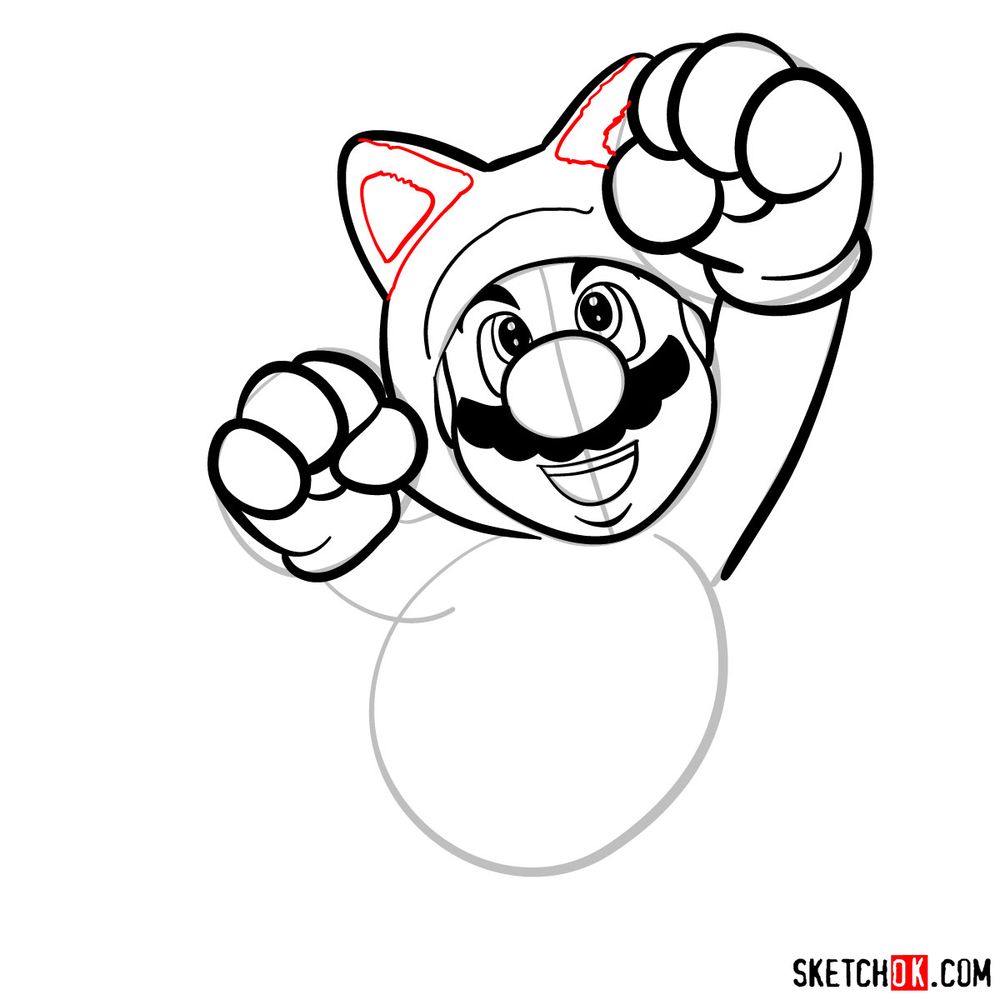 How to draw cat Mario - step 10