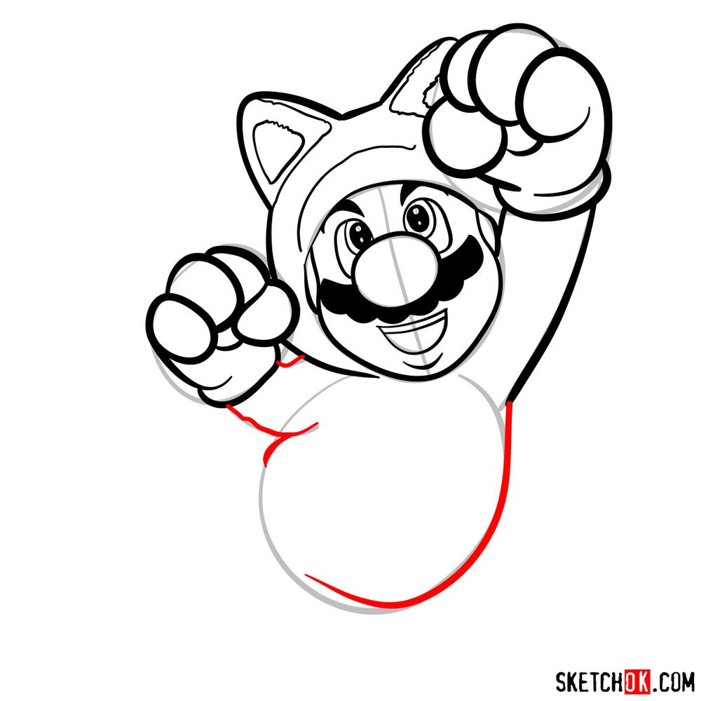 How to draw cat Mario - step 11