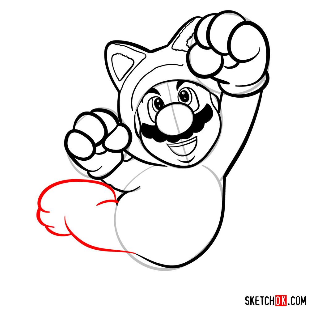 How to draw cat Mario - step 12