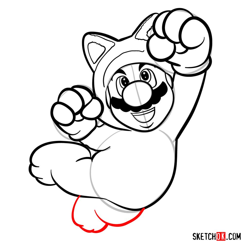 How to draw cat Mario - step 13