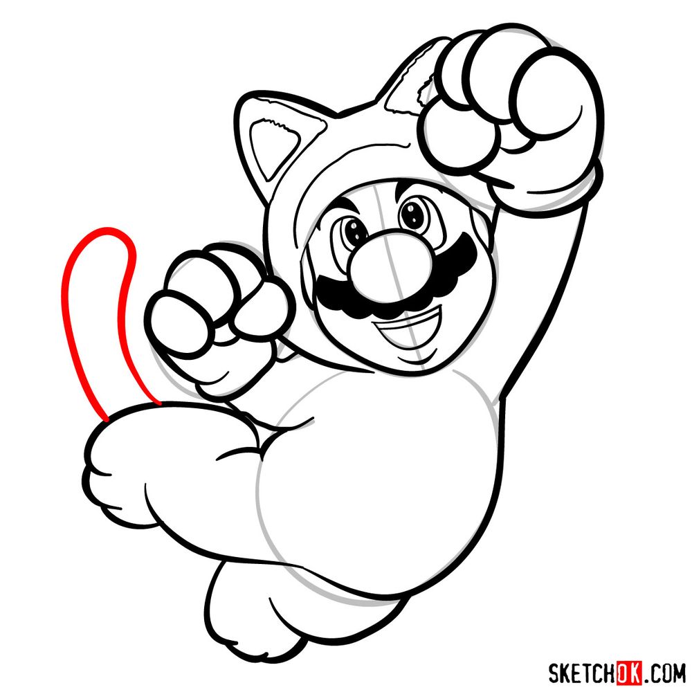 How to draw cat Mario - step 14
