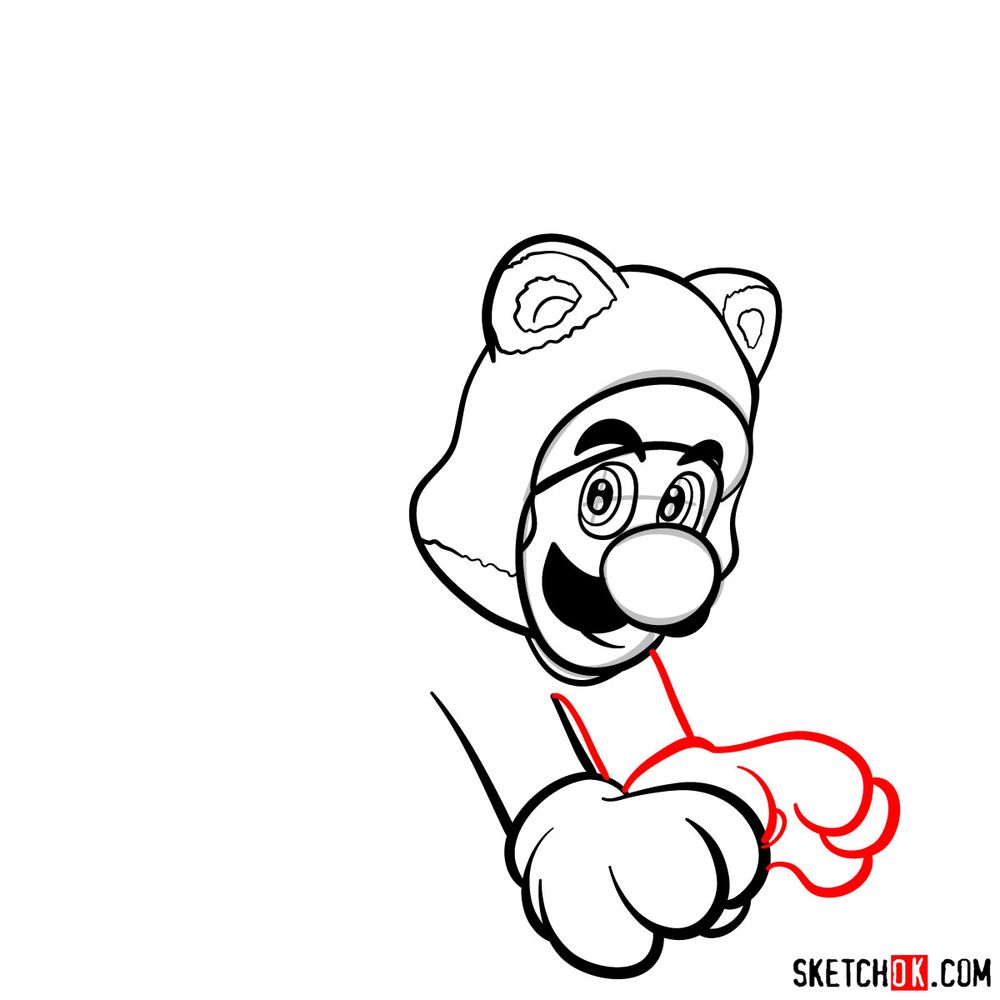 How to draw cat Luigi - step 09