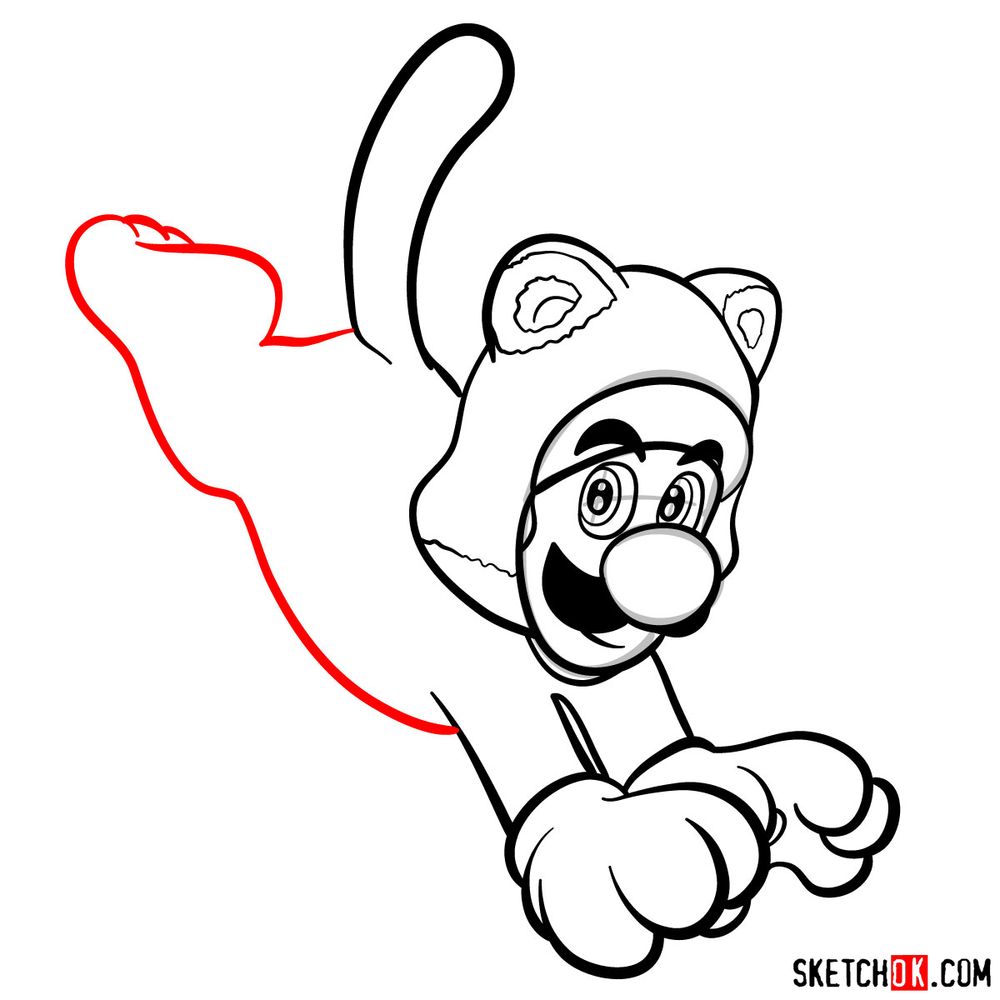 How to draw cat Luigi - step 11