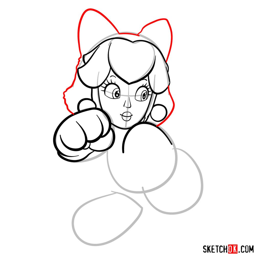 How to draw cat Princess Peach - step 09