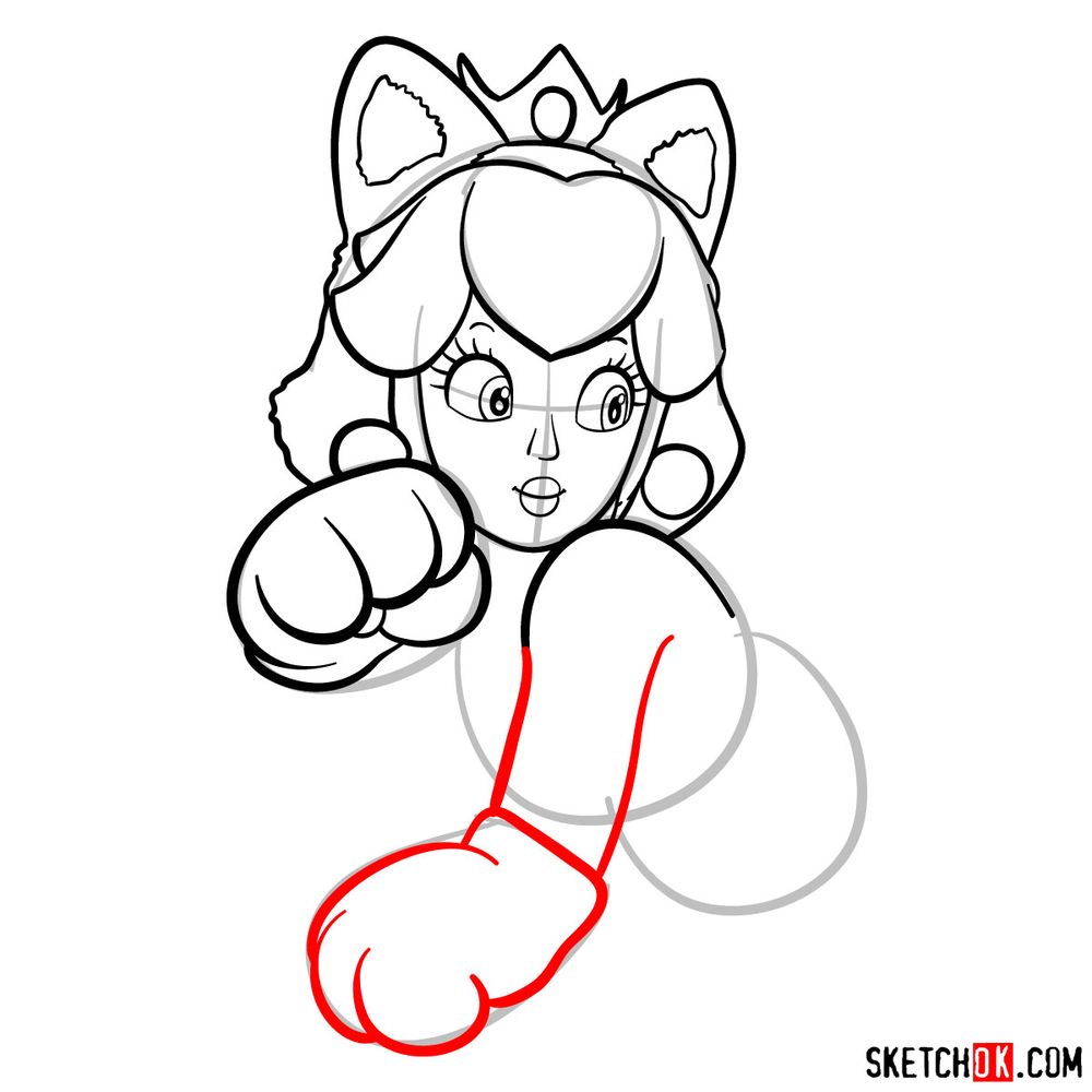How to draw cat Princess Peach - step 11