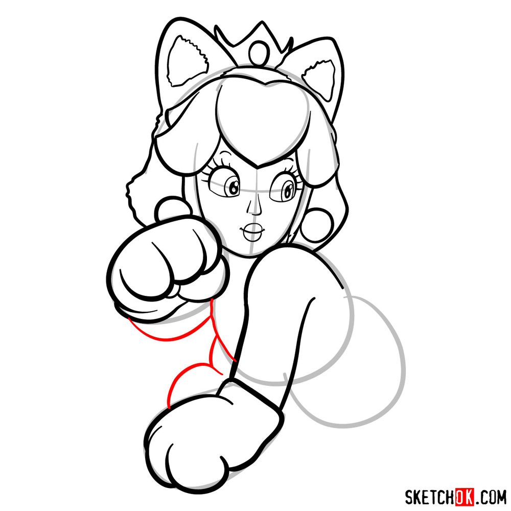 How to draw cat Princess Peach - step 12