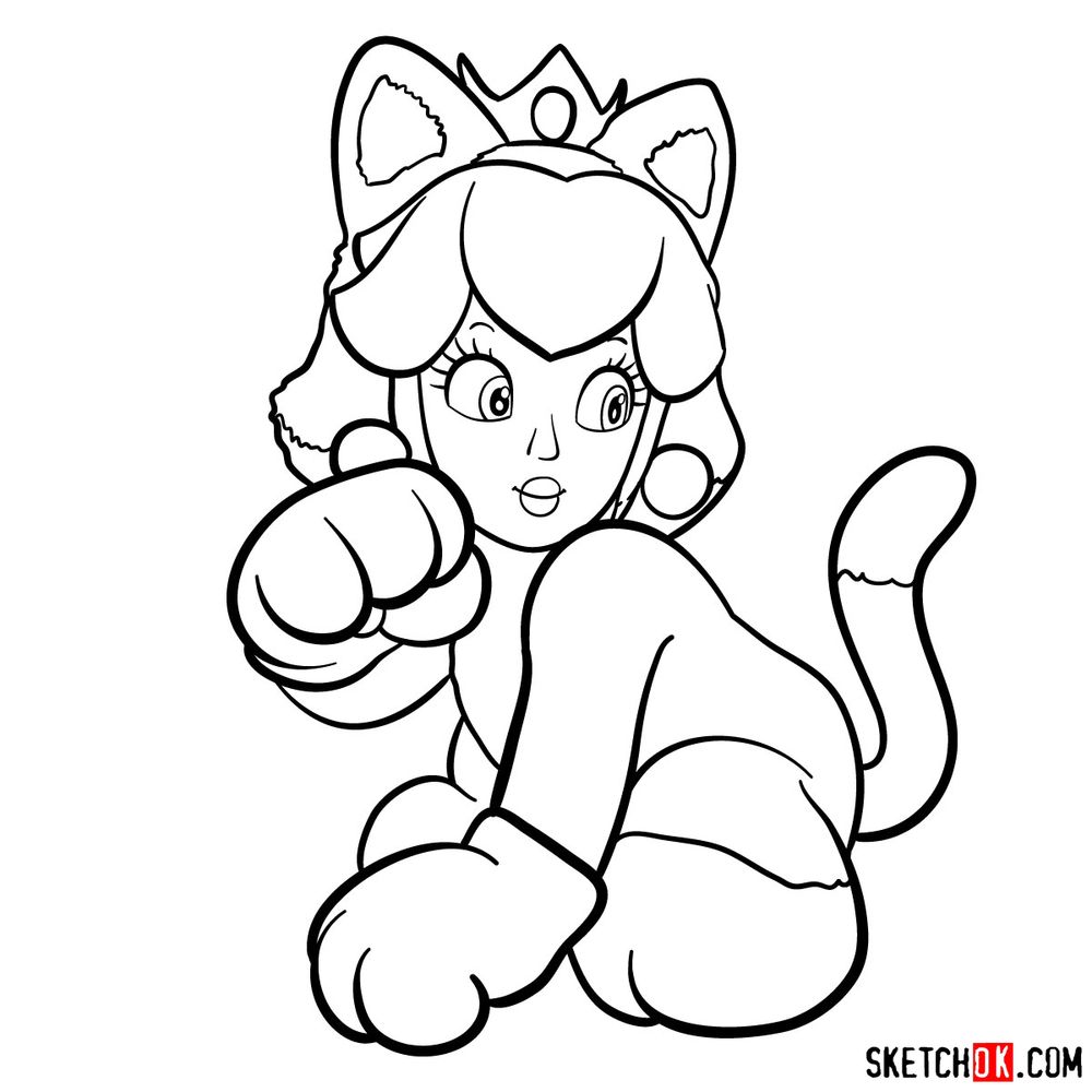 How to draw cat Princess Peach