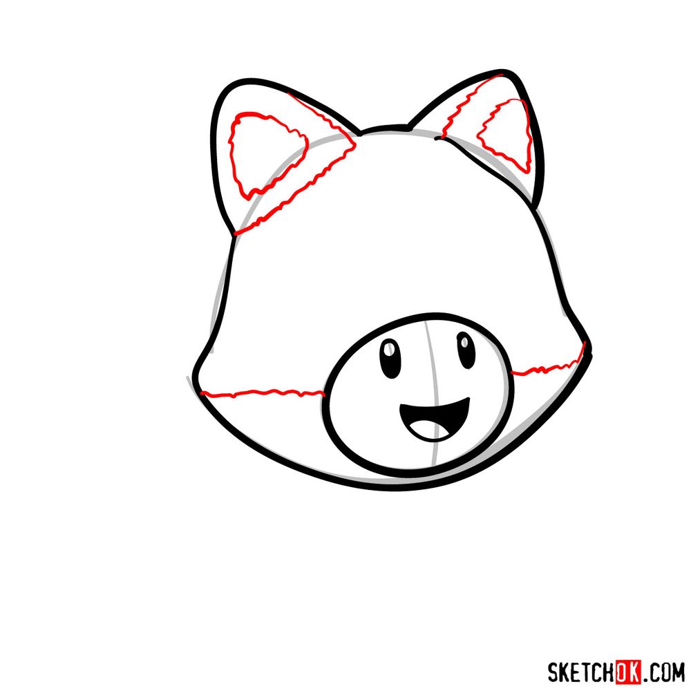 How to draw cat Toadette - step 05