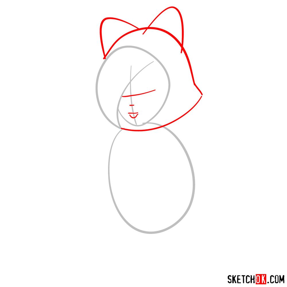 How to draw cat Rosalina - step 02