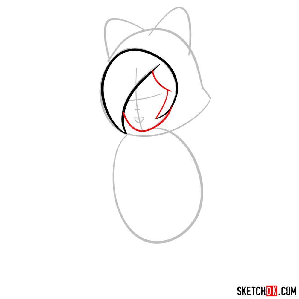 How to draw cat Rosalina - step 04