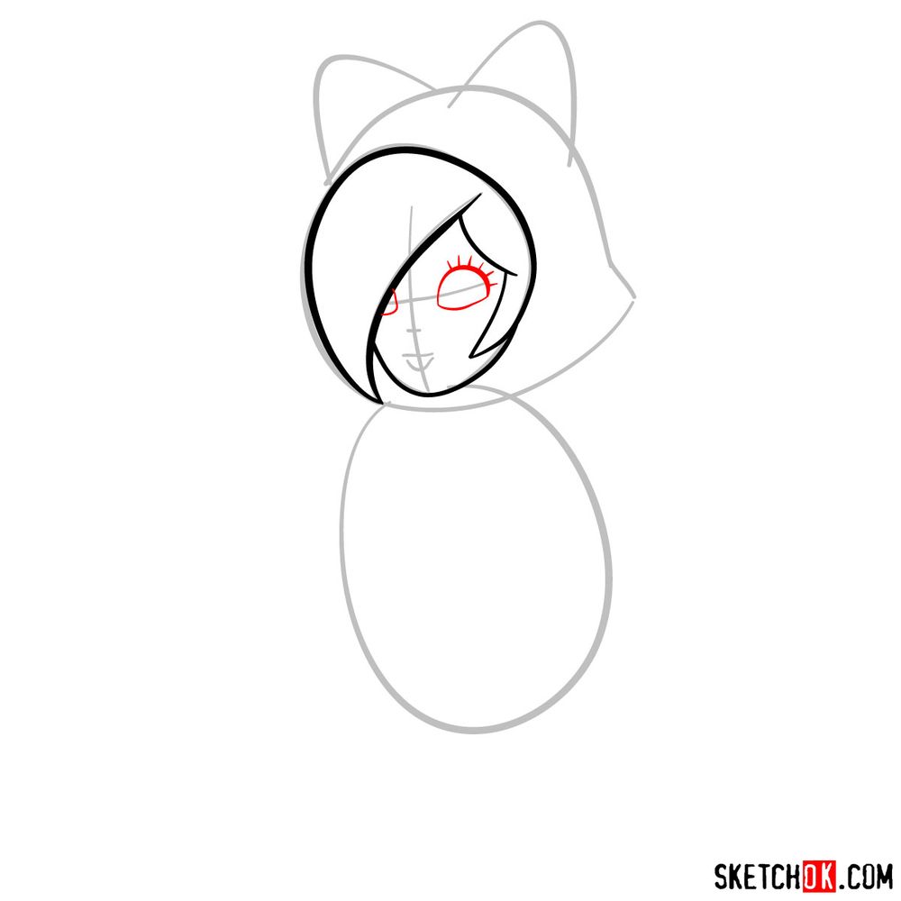 How to draw cat Rosalina - step 05